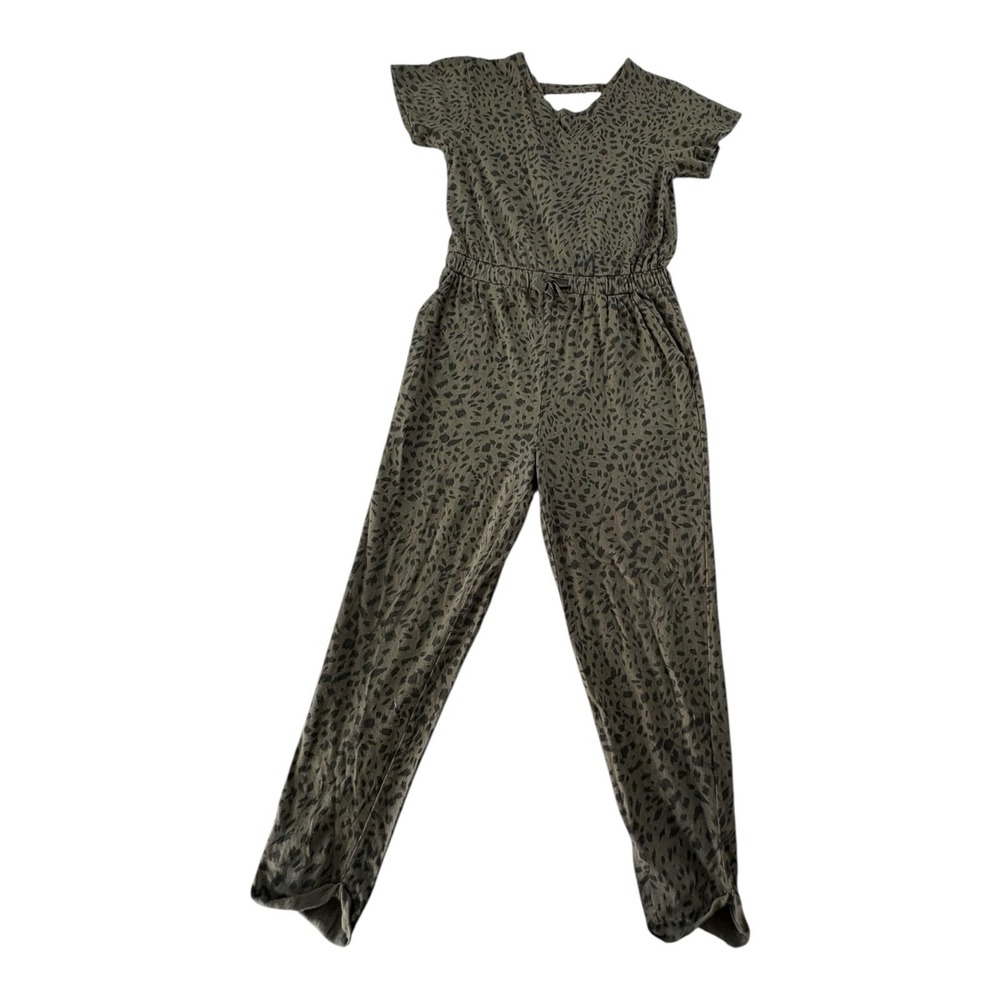 Treasure & Bond Olive Leopard Print Jumpsuit Size M 100% Cotton